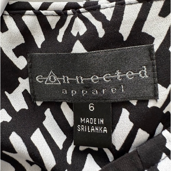 Connected Apparel Black and White Pleated Shift Dress Geometric Print Size 6 - Picture 3 of 3